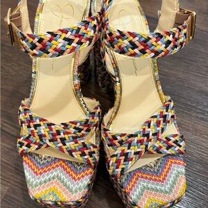 Jessica Simpson Multicolor Woven Platform Sandals